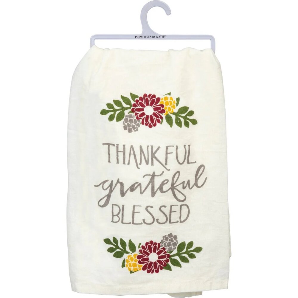 Primitives by Kathy - Hand Towel - Thankful Grateful Blessed/NWT